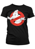 Retro Movies Ghostbusters Distressed Logo Girly T-Shirt Schwarz