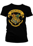 Retro Movies Harry Potter Hogwarts Crest Girly T-Shirt Schwarz