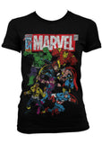Retro Movies DC Comics Marvel Team-Up Girly T-Shirt Schwarz