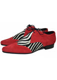 Steelground Beat Zebra Suede Lederen 50's Schuhe Rot Weiß