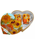 Succubus Art van Gogh Starry Sunflowers Heart Set von 2 Bechers Gelb