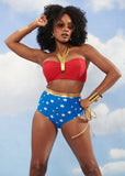Unique Vintage x DC Comics Wonder Woman Bikini Bikini-Oberteil Rot Gold